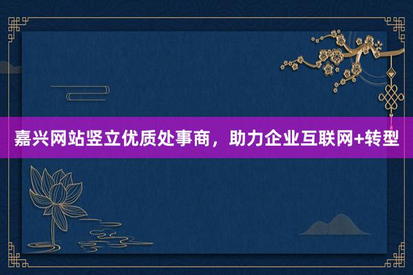 嘉兴网站竖立优质处事商，助力企业互联网+转型