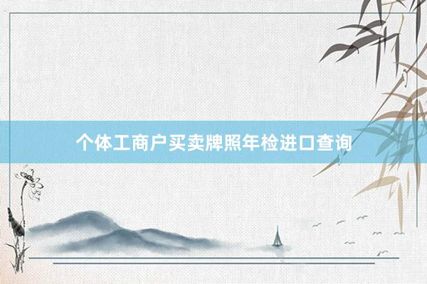 个体工商户买卖牌照年检进口查询