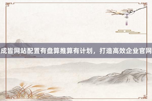 成皆网站配置有盘算推算有计划，打造高效企业官网