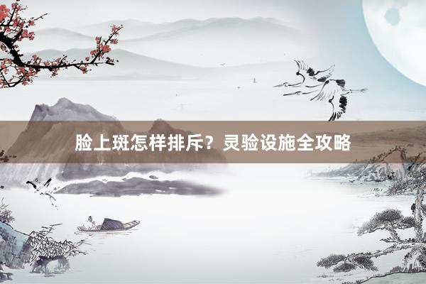 脸上斑怎样排斥？灵验设施全攻略